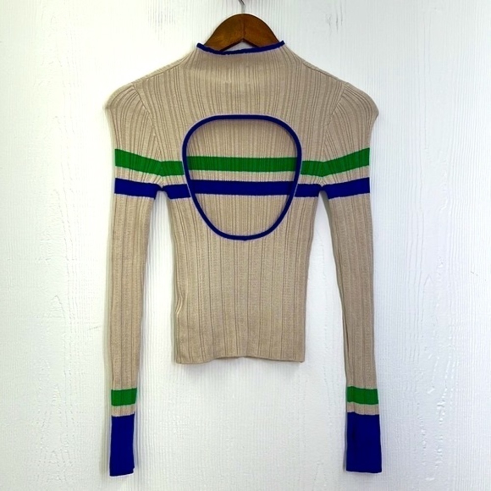 Urban Outfitters - BDG Kiara Open Back Stripe Sweater With Thumb Openings SZ XS - Picture 12 of 13